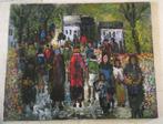 Mensen op bloemenmarkt - Gerrit Marré 1904 - 1986, Antiek en Kunst, Kunst | Schilderijen | Klassiek, Ophalen of Verzenden