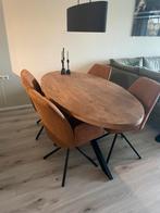 Prachtige mango houten eettafel met zwart metalen kruispoot, Huis en Inrichting, Ophalen, 100 tot 150 cm, 200 cm of meer, Zo goed als nieuw