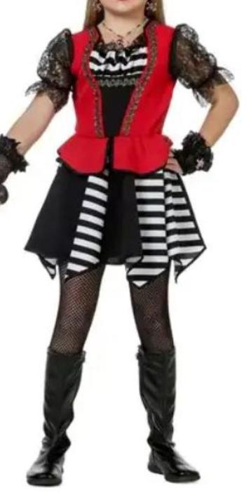 Leuk rood/wit/zwarte PIRAAT/ZEEROVER/PIRATEN jurk + ooglapje beschikbaar voor biedingen