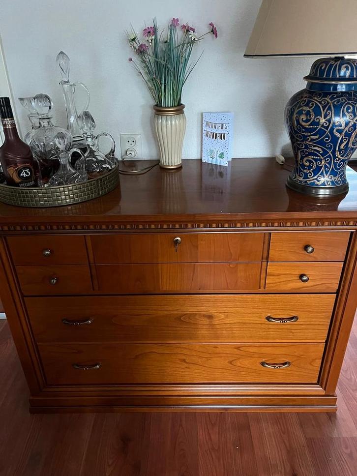 Kersenhouten ladekast - 124cm breed, Huis en Inrichting, Kasten | Ladekasten, Gebruikt, Minder dan 100 cm, 100 tot 150 cm, Kersenhout