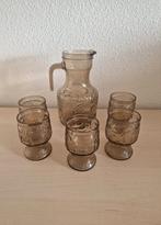 Vintage set glazen met kan rookglas italy waterglazen karaf, Ophalen of Verzenden, Overige typen