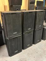2 stuks Master MD152 fullrange speakercabinet, Gebruikt, Master, 120 watt of meer, Front, Rear of Stereo speakers