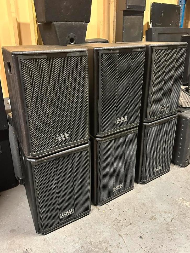 2 stuks Master MD152 fullrange speakercabinet, Audio, Tv en Foto, Luidsprekers, Gebruikt, Front, Rear of Stereo speakers, 120 watt of meer
