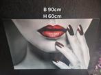 Schilderij Vrouw met Rode Lippen - 90x60 cm, Ophalen