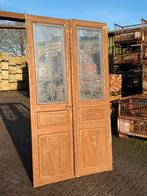 Set antieke openslaande deuren met geëtst glas 240x130cm., Ophalen