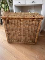 Mega grote rieten / bamboe mand met deksel vintage, Ophalen, Gebruikt, Mand, Riet