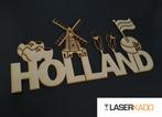 Gelaserde Skyline Holland met klompen molen tulpen en kaas, Ophalen of Verzenden