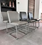 Zes zwart/antraciet/grijs leder Henders & Hazel design stoel, Huis en Inrichting, Stoelen, Ophalen, Henders en Hazel, Zo goed als nieuw