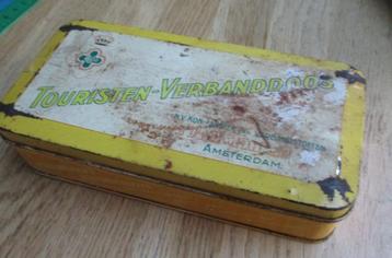 Behoorlijk oud blikje Utermohlen touristen verbanddoos ehbo beschikbaar voor biedingen