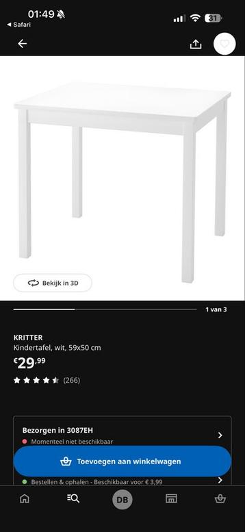 Stevige witte kindertafel - gratis af te halen