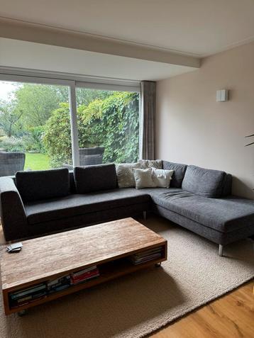 Hoekbank stof gemêleerde grijs/bruin beschikbaar voor biedingen