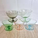 art deco dessertglas  ijscoupes glazen gekleurd, Antiek en Kunst, Antiek | Glas en Kristal, Ophalen of Verzenden