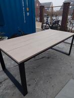 Eetkamertafel  met zwart stalen poten/frame 2m, Ophalen, Gebruikt, 100 tot 150 cm, 200 cm of meer