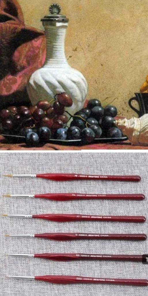 6 Luxe marterhaar penseeltjes., Hobby en Vrije tijd, Schilderen, Ophalen of Verzenden