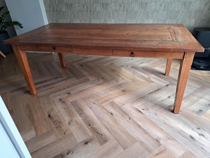 Landelijke eettafel., Huis en Inrichting, Tafels | Eettafels, Gebruikt, 50 tot 100 cm, 200 cm of meer, Rechthoekig, Ophalen