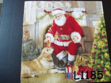 Servetten decoupage/bullet journal * kerstman + hond L1185 beschikbaar voor biedingen