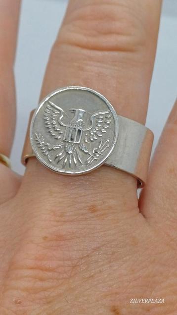 Zilveren Ring Mexican Eagle 925 - Maat 70- herenring beschikbaar voor biedingen