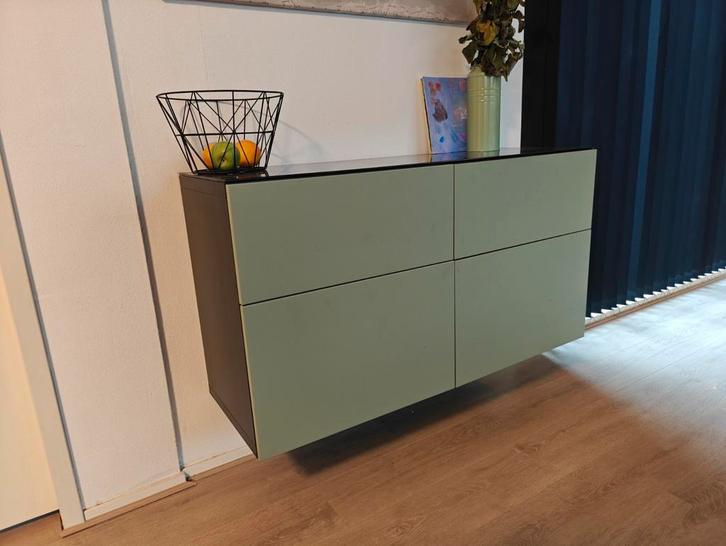 IKEA BESTA dressoir - Groen, Huis en Inrichting, Kasten | Dressoirs, Zo goed als nieuw, 100 tot 150 cm, 25 tot 50 cm, Met deur(en)
