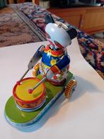 Speelgoed blik rijdend beertje met trommel, Antiek en Kunst, Ophalen of Verzenden