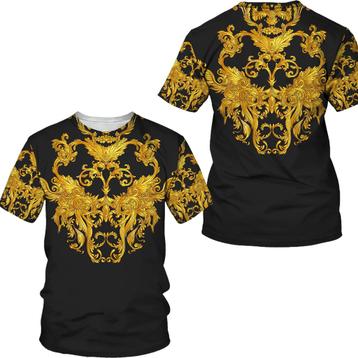 Heren barok t-shirt 5 luxe gouden shirt zwart party fout beschikbaar voor biedingen