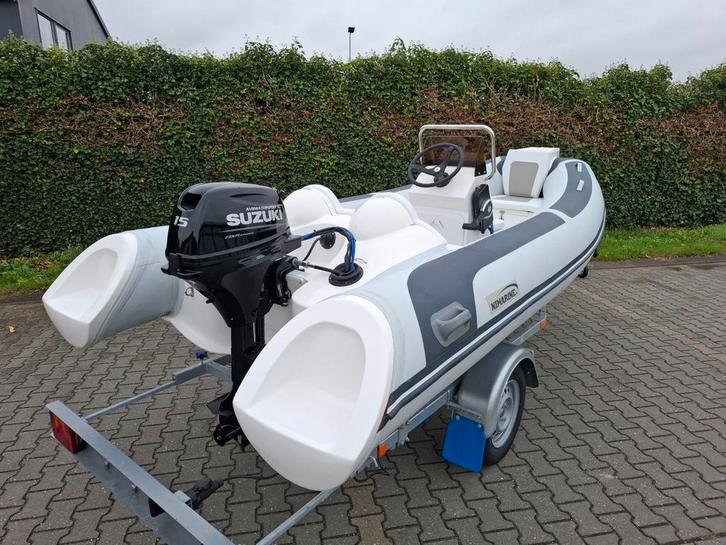 Splinternieuwe Nimarine MX410 met 15pk Suzuki DF15ARL, Watersport en Boten, Rubberboten, Nieuw, Overige merken, Overige materialen