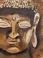 Schilderij met boeddha hoofd, Minder dan 50 cm, Nieuw, Ophalen of Verzenden, Schilderij