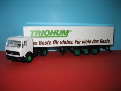 Triohum  MERCEDES met oplegger Herpa, Hobby en Vrije tijd, Modelauto's | 1:87, Zo goed als nieuw, Bus of Vrachtwagen, Herpa, Ophalen of Verzenden