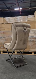 Velvet luxe stoel beige zilver, Nieuw, Ophalen