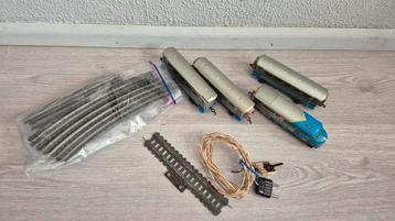 Vintage Tinnen Treinset - Locomotief, Wagons & Rails beschikbaar voor biedingen