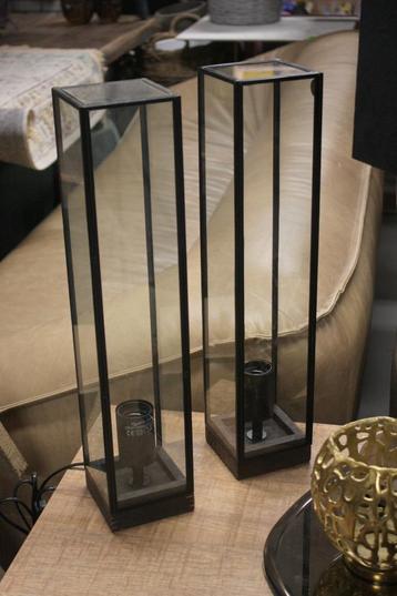2 x tafellamp ASKJER Light & Living hout & glas