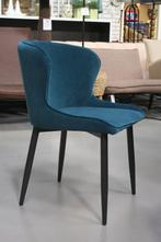 2 mooie eetkamerstoelen metaal velvet Petrol blauw fluweel, Huis en Inrichting, Stoelen, Ophalen, Twee, Blauw, Zo goed als nieuw