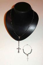Ketting met Armband Onyx rozenkrans, Zwart, Ophalen of Verzenden, Zo goed als nieuw, Met edelsteen