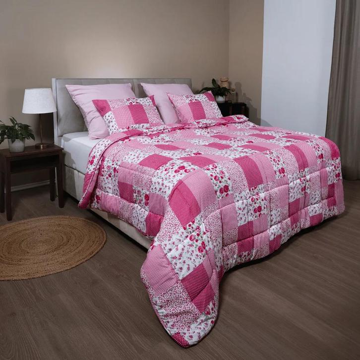 dekbed wasbaar patchwork pink, Huis en Inrichting, Slaapkamer | Beddengoed, Nieuw, Deken of Dekbed, Tweepersoons, Wit, Ophalen of Verzenden