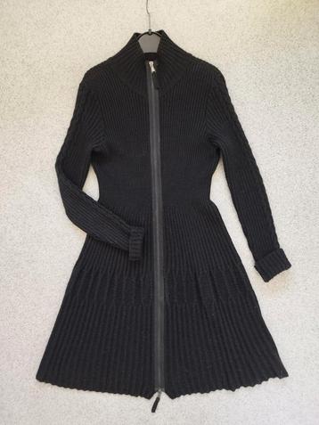 Cora Kemperman knit 37%Wol Alpaca langer Zip vest M 38 Zwart beschikbaar voor biedingen