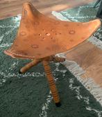 Vintage leren driepoot krukje Whoppah - Brasil Pernambuco, Ophalen of Verzenden