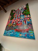 Corrie leushuis schilderij origineel 2 m bij 1 meter/ gracht, Antiek en Kunst, Kunst | Schilderijen | Modern, Ophalen of Verzenden