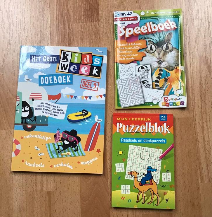 Puzzelblok + Denksport speelboek 6-8 jaar + Kidsweek doeboek, Kinderen en Baby's, Speelgoed | Educatief en Creatief, Nieuw, Knutselen