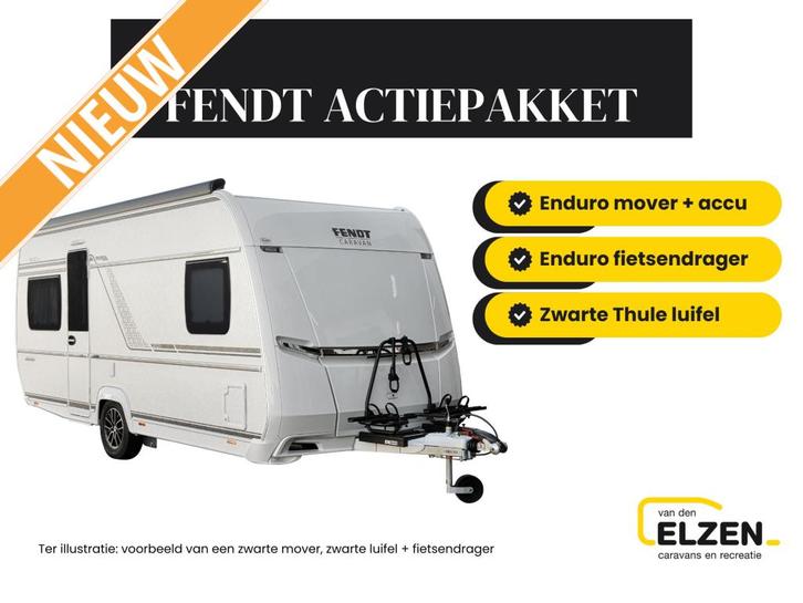 Fendt Bianco Black Edition 465 SFB ACTIE € 2.960,-, Caravans en Kamperen, Caravans, Bedrijf, tot en met 4, 1250 - 1500 kg, Rondzit