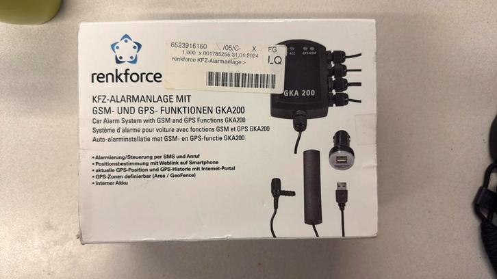 Renkforce GKA200 – Auto Alarm + GPS-tracker met SMS-functie, Hobby en Vrije tijd, Elektronica-componenten, Zo goed als nieuw, Ophalen of Verzenden