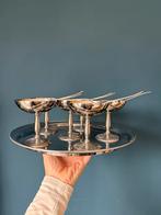 13- delige vintage set coupes, lepels en serveerblad, Verzenden, Overige stijlen