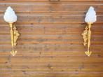 Wandlampen Wandfakkels antiek, wallscones set 2 stuks antiek, Huis en Inrichting, Lampen | Wandlampen, Ophalen, Glas, Vintage