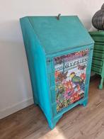 Unieke gerestylde secretaire - blauwgroen, Huis en Inrichting, Ophalen, Gebruikt, Vintage