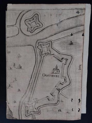 29 / De stad Oostburg gravure uit 17e eeuw beschikbaar voor biedingen