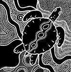 Schilderij van een (Aboriginal) schildpad in black and white, Ophalen of Verzenden