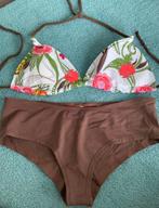 Hunkemoller Bodique wit bruin bloemen bikini cup C maat XL, Kleding | Dames, Nieuw, Hunkemöller, Bikini, Ophalen of Verzenden