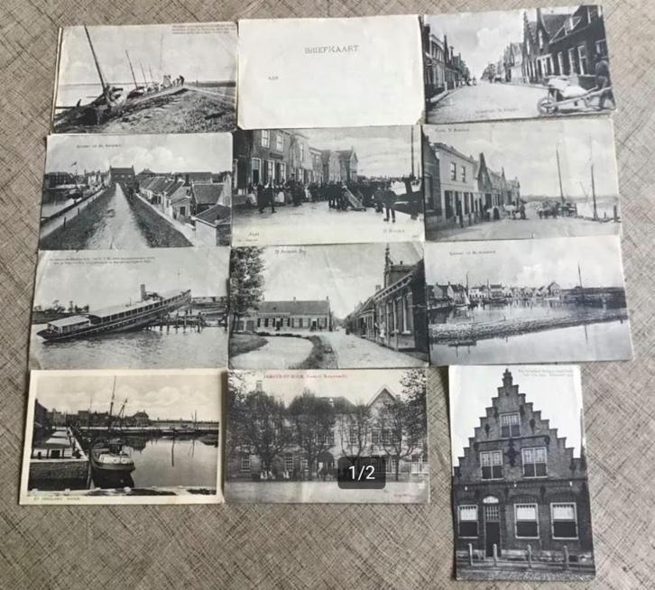 12 diverse briefkaarten/foto’s omgeving Sint Annaland, Verzamelen, Ansichtkaarten | Nederland, Noord-Brabant, Voor 1920, Ophalen of Verzenden