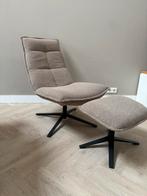 Eleonora Fauteuil met Voetenbank Marcus Beige, Huis en Inrichting, Fauteuils, Ophalen, Zo goed als nieuw, 75 tot 100 cm, 50 tot 75 cm