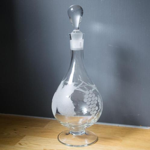 Vintage, brocante glazen karaf met druiven en dop glas, Verzamelen, Retro, Huis en Inrichting, Ophalen of Verzenden