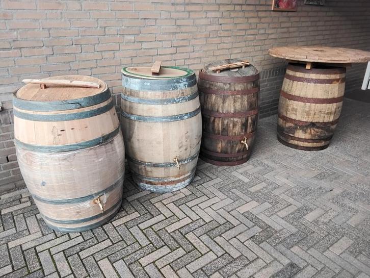 Regentonnen statafel bloembakken, Tuin en Terras, Regentonnen, Nieuw, Hout, 150 liter of meer, Ophalen
