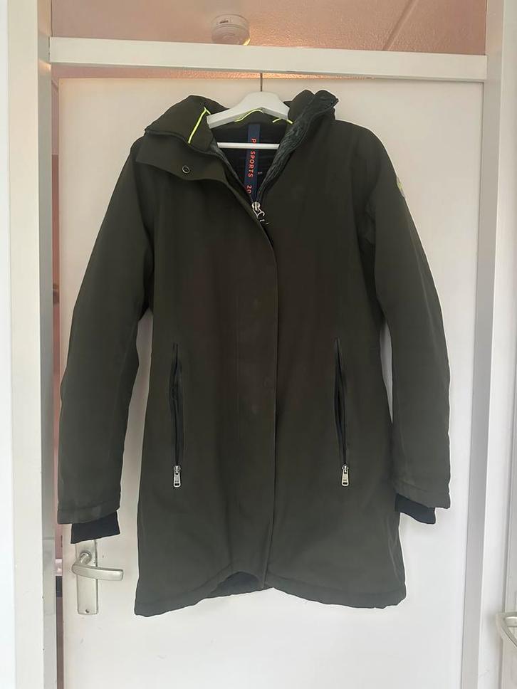 Als nieuwe PK lange winterjas donkergroen maat M/38, Dieren en Toebehoren, Paardrijkleding, Zo goed als nieuw, Dames, Bovenkleding